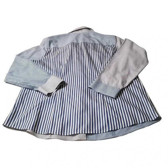 Chico’s no iron size 2 shirt Button up blue Striped women's - Picture 6 of 10